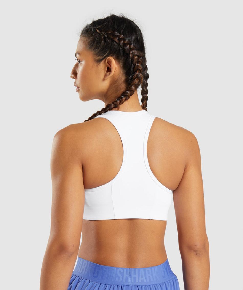 Staniki Sportowe Damskie Gymshark Essential Racer Back Białe | PL 2903ILH